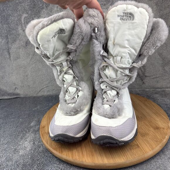 The North Face Boots Womens Size 8 White Gray Fur Lined Insulated Winter Snow - Picture 2 of 11